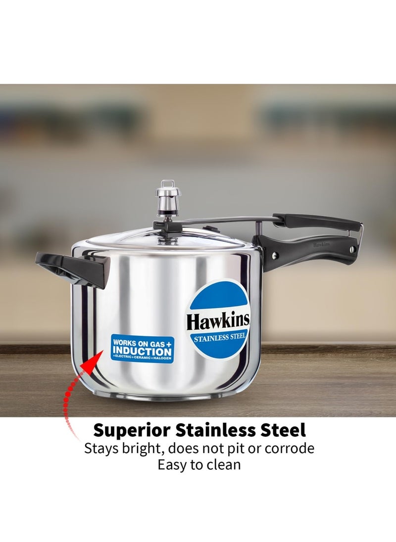 Hawkins 5 Litre Pressure Cooker, Stainless Steel Inner Lid Cooker, Induction Cooker, Silver (HSS50), 5 Liter