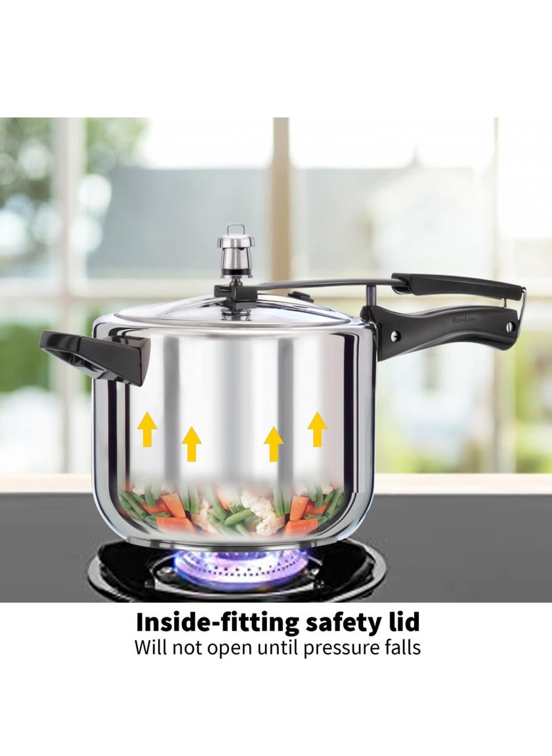 Hawkins 5 Litre Pressure Cooker, Stainless Steel Inner Lid Cooker, Induction Cooker, Silver (HSS50), 5 Liter