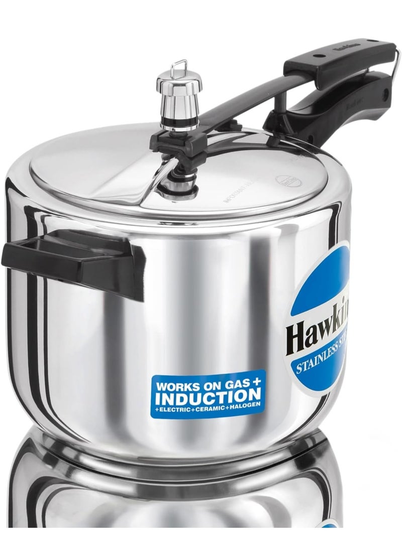 Hawkins 5 Litre Pressure Cooker, Stainless Steel Inner Lid Cooker, Induction Cooker, Silver (HSS50), 5 Liter