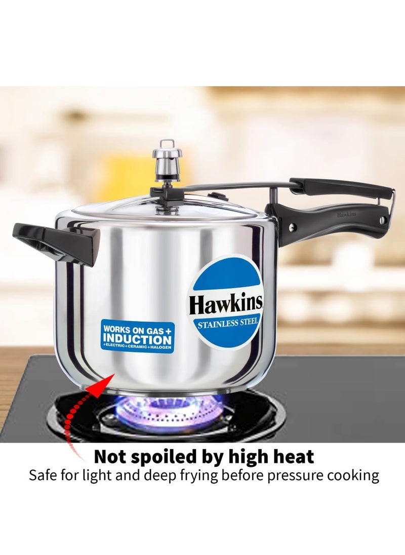 Hawkins 5 Litre Pressure Cooker, Stainless Steel Inner Lid Cooker, Induction Cooker, Silver (HSS50), 5 Liter