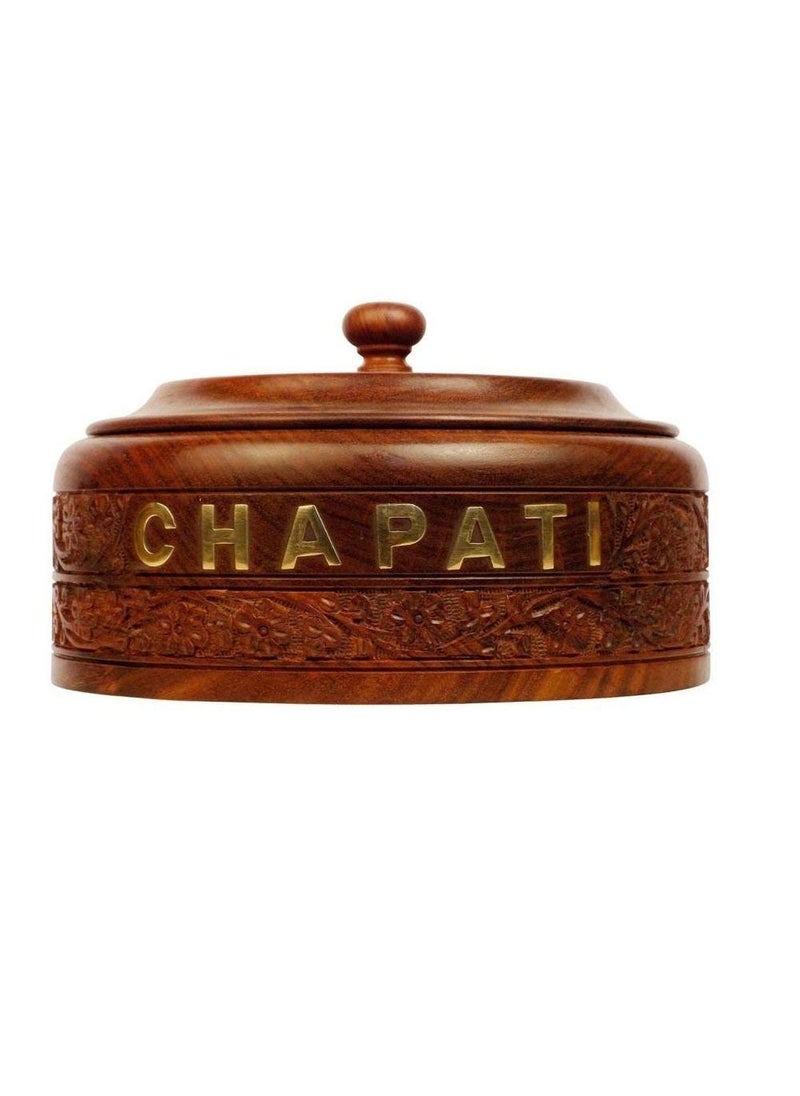 CRAFT ZONE INDIA Wooden Casserole Roti Box Chapati Box Turrens for Kitchen Serving CasseroleHotpot Roti Boxchapati Print