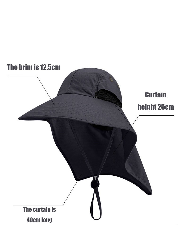 Summer Outdoor Sun Protection Hat Quick Drying Men's and Women's Sun Hat Large Overhang Shade Fisherman's Hat Mountain Fishing Hat