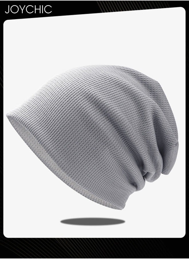 Slouch Beanie Hat for Men Women Stretchy Skull Cap Soft Spring Autumn Warm Daily Outdoor Cuffed Hats Unisex Comfortable Grey