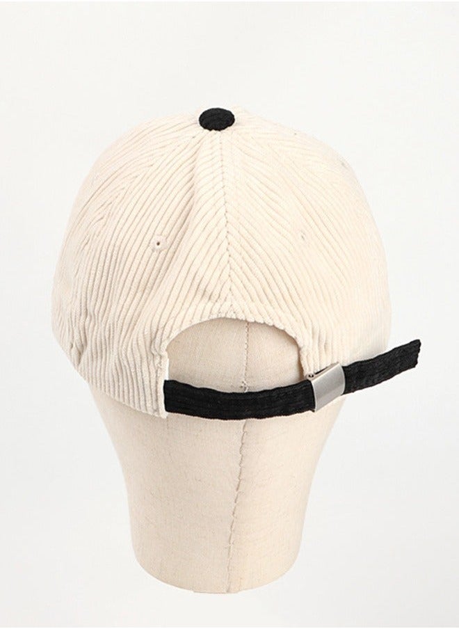 New Style Women Men Autumn Winter Warm Baseball Cap Letter Embroidered Splicing Peaked cap Korean Version Versatile Casual Adjustable Hat Black+Beige