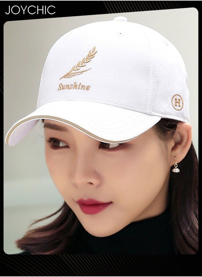 Anti-UV Breathable Quick-drying Baseball Cap Spring Summer Autumn Embroidered Casual Hat for Women Men Youth Outdoor Sport White