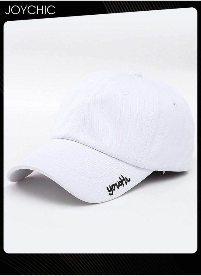 Women Men Korean Version Versatile Baseball Cap Spring Autumn Smile Design Adjustable Sun Protection Hat Suitable for Daily Outdoor Sports White