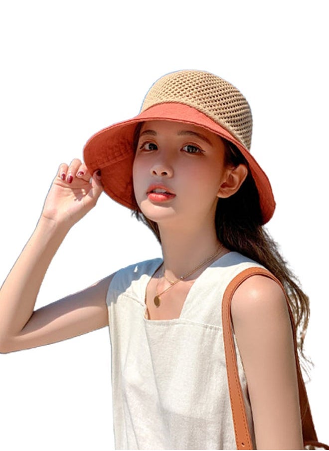 Stylish Breathable Hat Beige/Orange