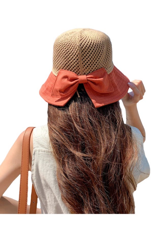 Stylish Breathable Hat Beige/Orange