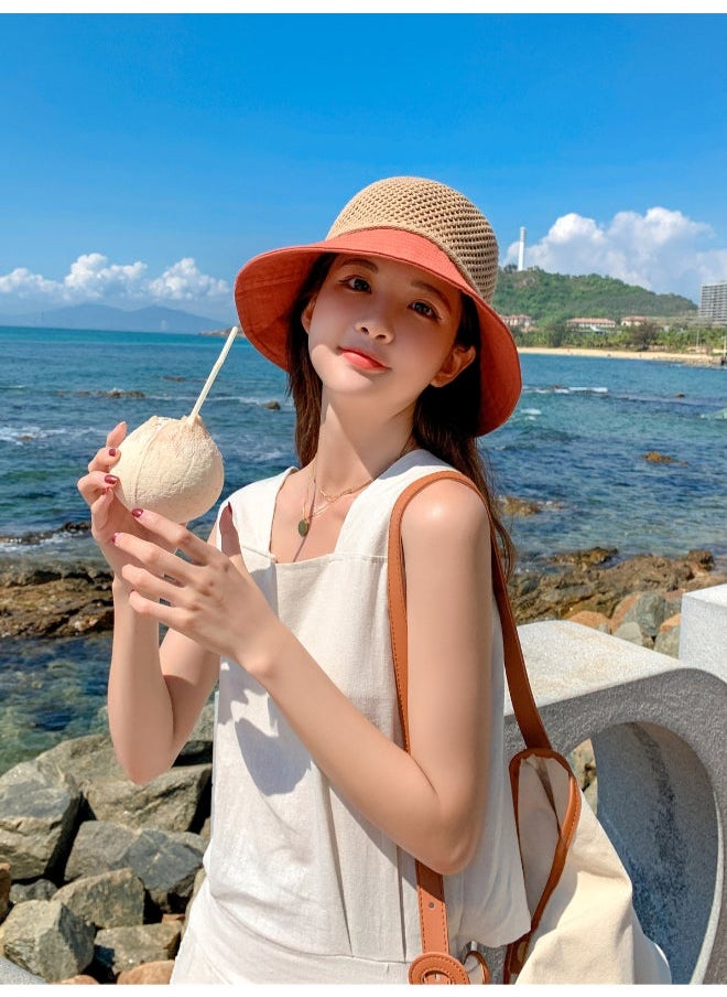 Stylish Breathable Hat Beige/Orange