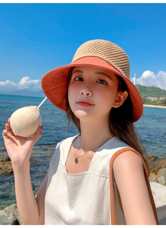 Stylish Breathable Hat Beige/Orange