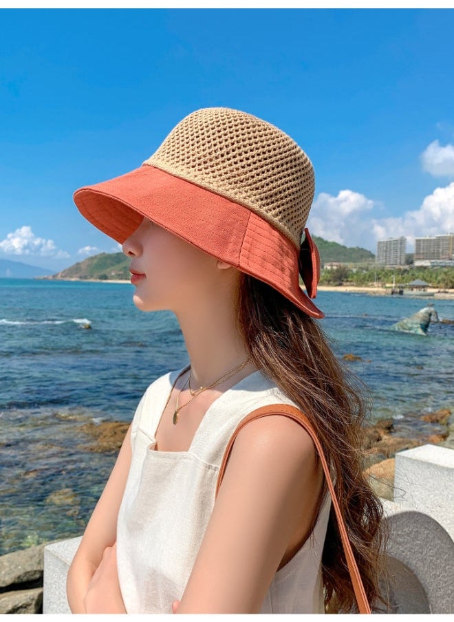 Stylish Breathable Hat Beige/Orange