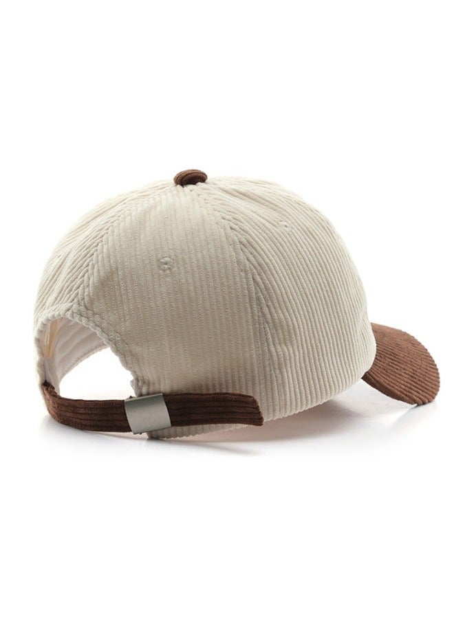 New Style Women Men Autumn Winter Warm Baseball Cap Letter Embroidered Splicing Peaked cap Korean Version Versatile Casual Adjustable Hat Coffee+Beige
