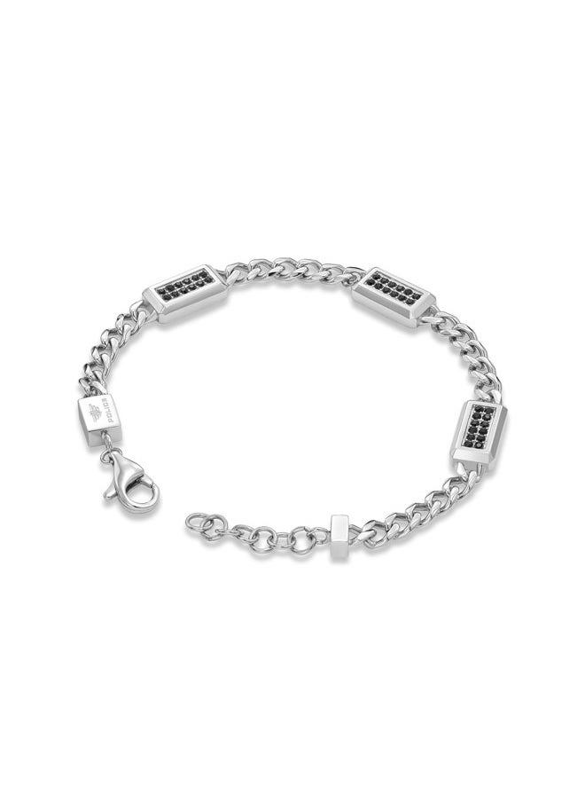 Jet Bracelet Link Design with Black Crystal Motifs for a Bold Rock and Roll Look