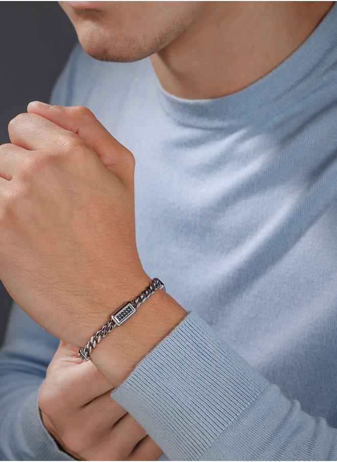 Jet Bracelet Link Design with Black Crystal Motifs for a Bold Rock and Roll Look