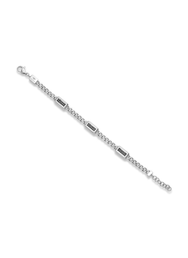 Jet Bracelet Link Design with Black Crystal Motifs for a Bold Rock and Roll Look