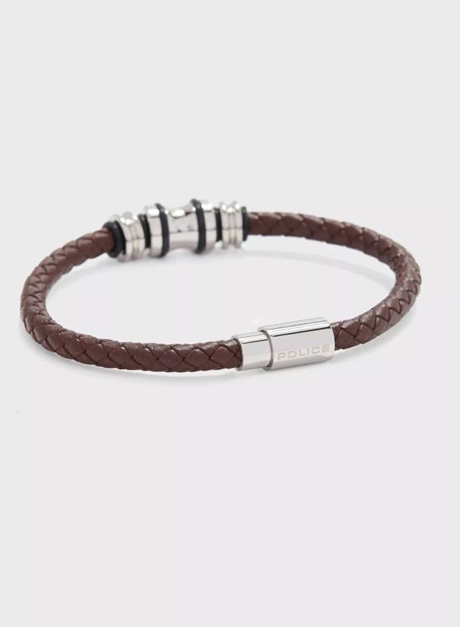 Brown Leather Weave Wrist Bracelet for Men