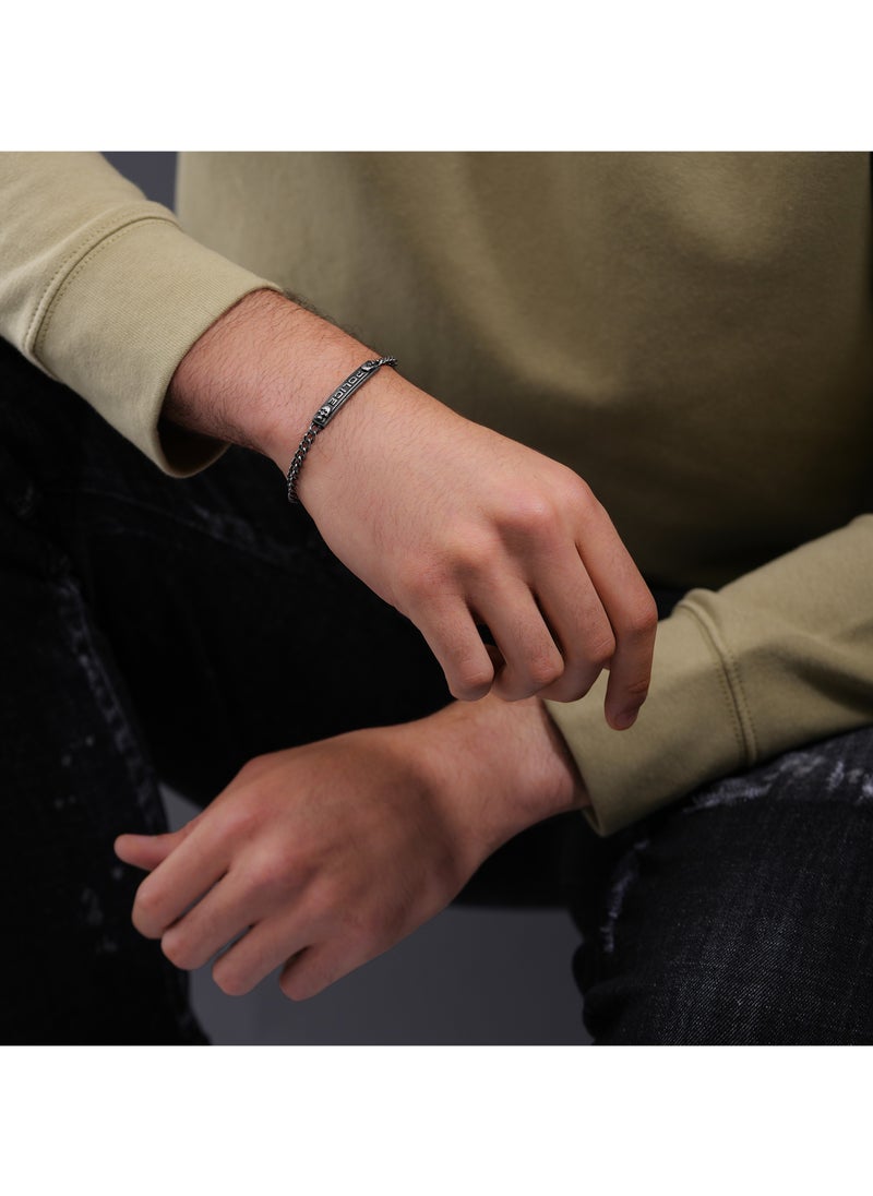 Cranio Antique Silver Stainless Steel Gents Bracelet