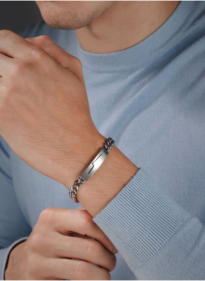 Strike Bracelet Sleek Plaque with P Logo and Lightning Motif for Bold, Unapologetic Style