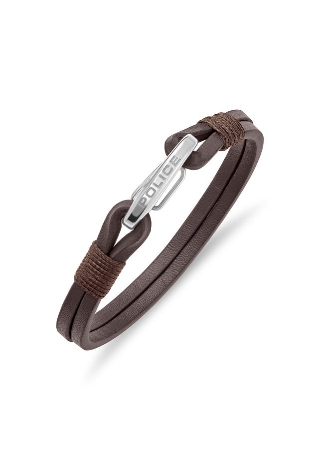 Wishbone Leather Bracelet Double Row Brown Leather with Hook Closure