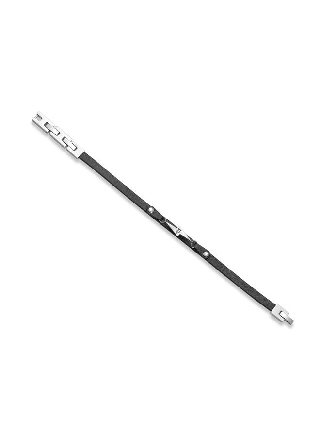 Strike Black Leather Bracelet Lightning Motif for Bold, Unapologetic Style