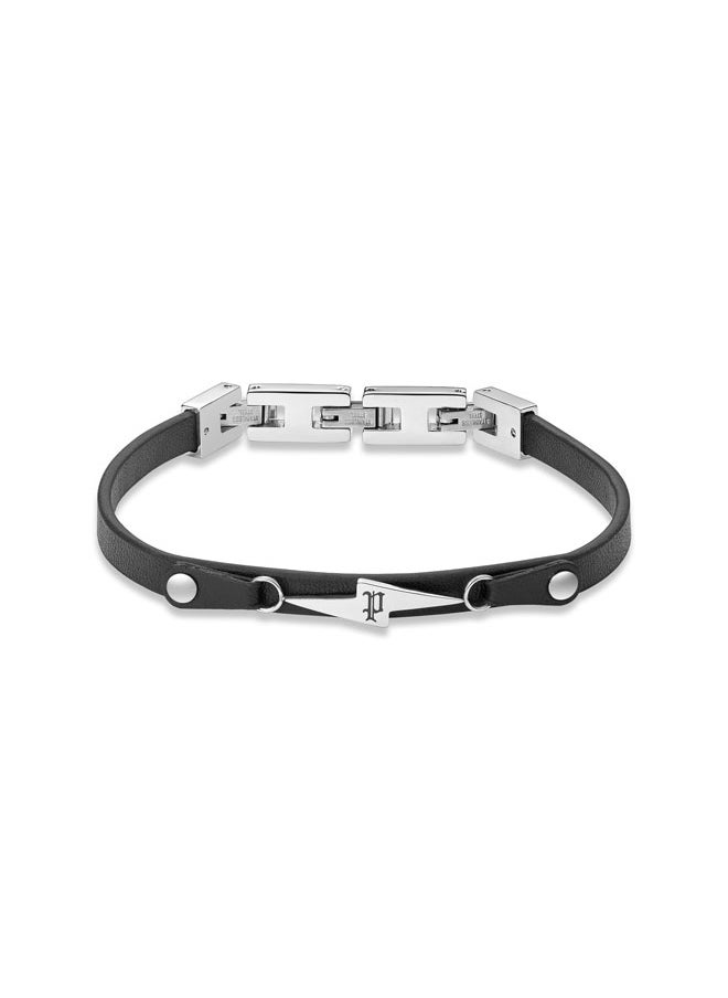 Strike Black Leather Bracelet Lightning Motif for Bold, Unapologetic Style