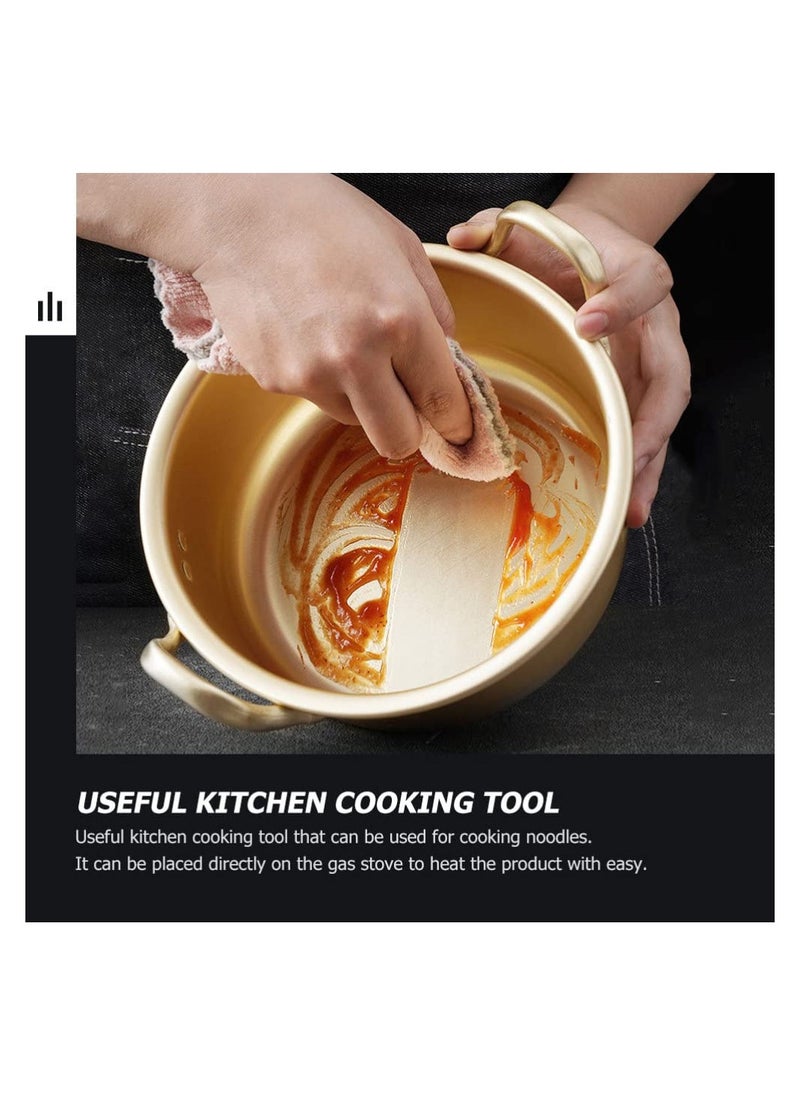 1 Set Korean Cooking Ramen Pot, with 1pair Lid Spoon and Chopsticks, Double Handle Korean Ramen Noodle Pot Korean Stockpots (6inch/ 16cm)