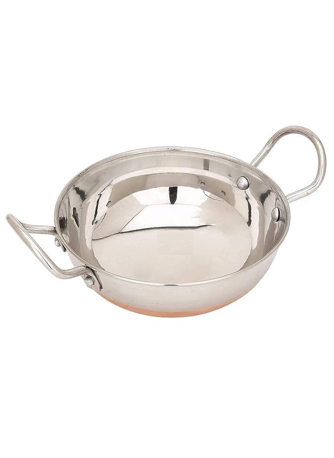 VVJ KITCHEN STORE Copper Bottom kadhai Stainless Steel Copper Bottom Kadhai with Copper Bottom kadhai Bottom Pot Pans for Frying Copper Bottom 2 Litter
