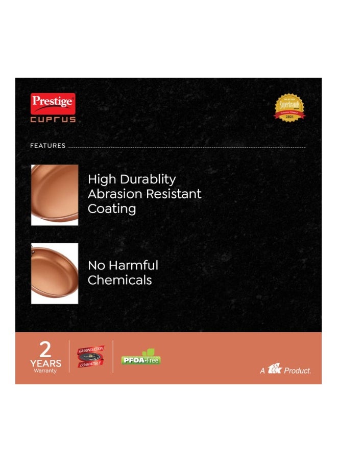 Prestige Cuprus Aluminium Non-Stick Fry Pan – 24 cm | 1.9L Capacity | Gas & Induction Compatible | Metal Spoon Friendly | Copper Finish