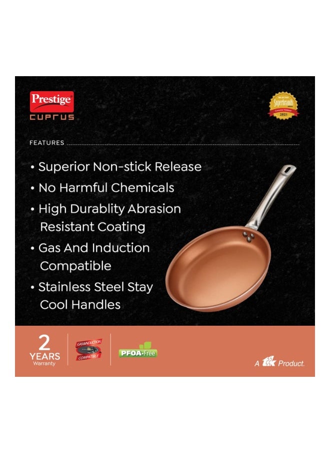 Prestige Cuprus Aluminium Non-Stick Fry Pan – 24 cm | 1.9L Capacity | Gas & Induction Compatible | Metal Spoon Friendly | Copper Finish