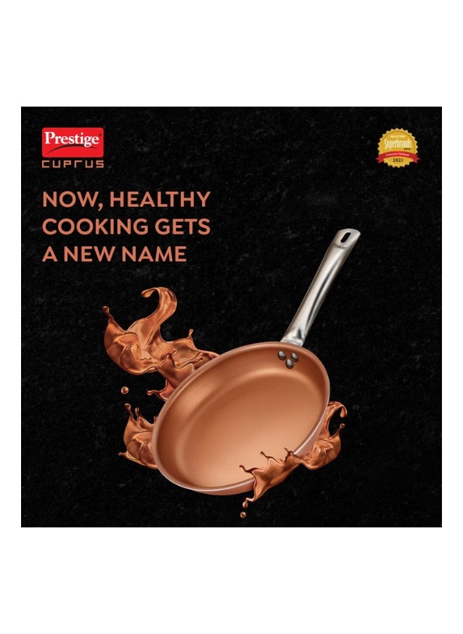 Prestige Cuprus Aluminium Non-Stick Fry Pan – 24 cm | 1.9L Capacity | Gas & Induction Compatible | Metal Spoon Friendly | Copper Finish
