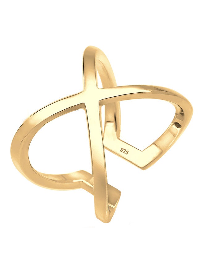 925 Sterling Silver Crossed Gold Plated Ring