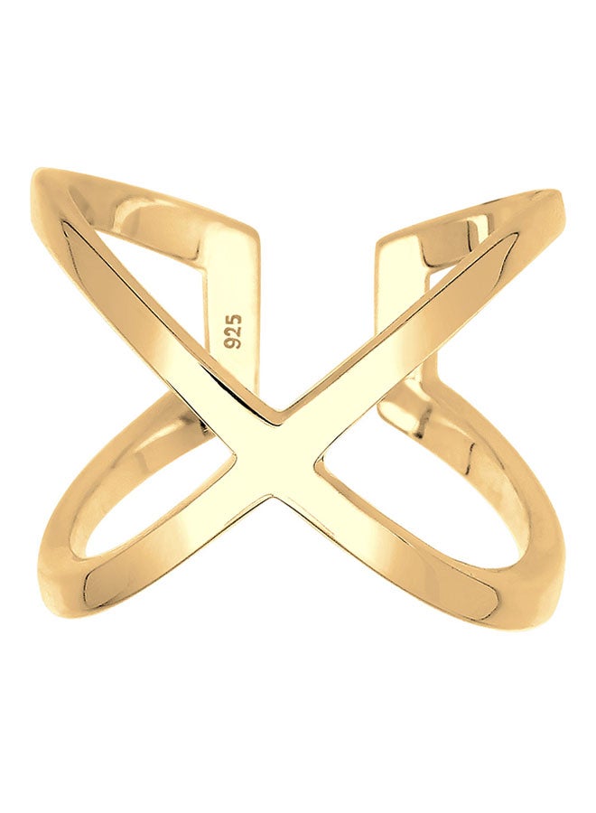 925 Sterling Silver Crossed Gold Plated Ring