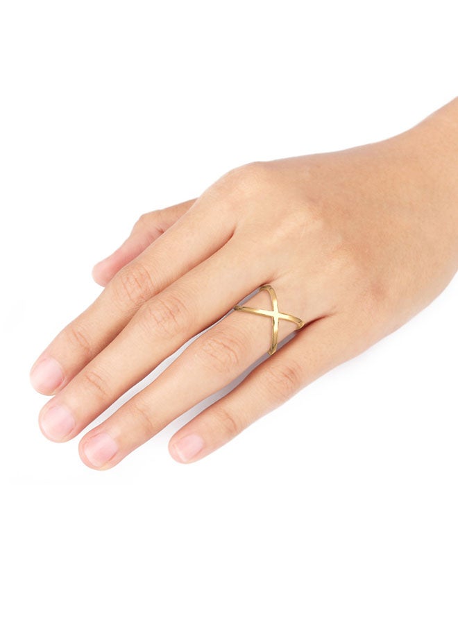 925 Sterling Silver Crossed Gold Plated Ring