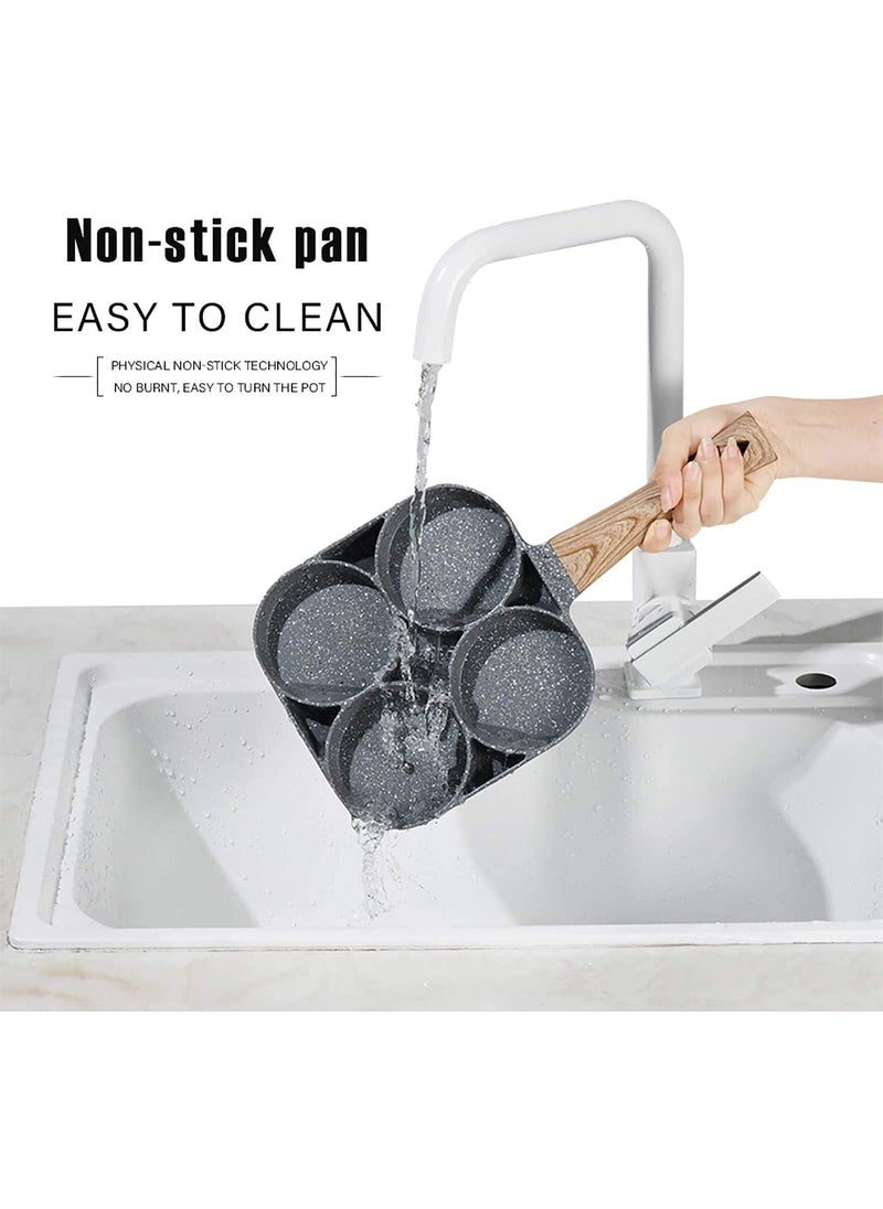 ECAPT Non Stick Grill Pan Mini Pan Uttapam Tawa Aluminum Multi Snack Maker 4 Cavity Egg Frying Pancake Maker Black