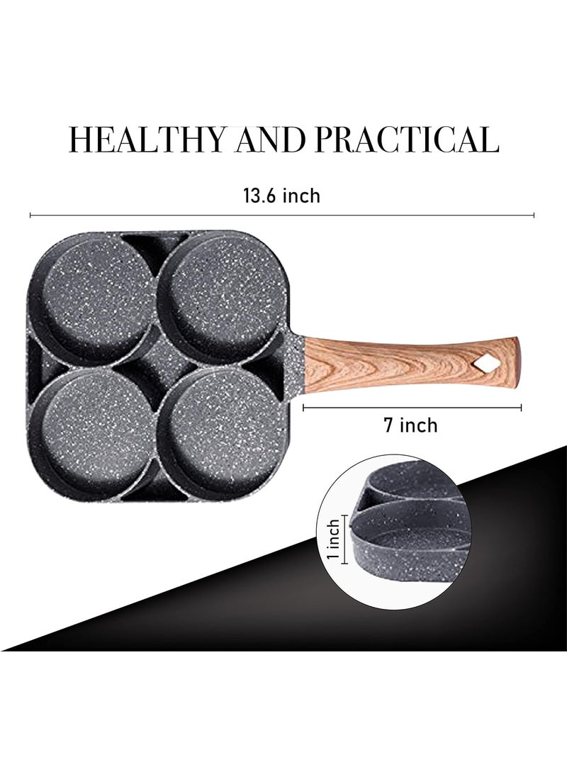 ECAPT Non Stick Grill Pan Mini Pan Uttapam Tawa Aluminum Multi Snack Maker 4 Cavity Egg Frying Pancake Maker Black