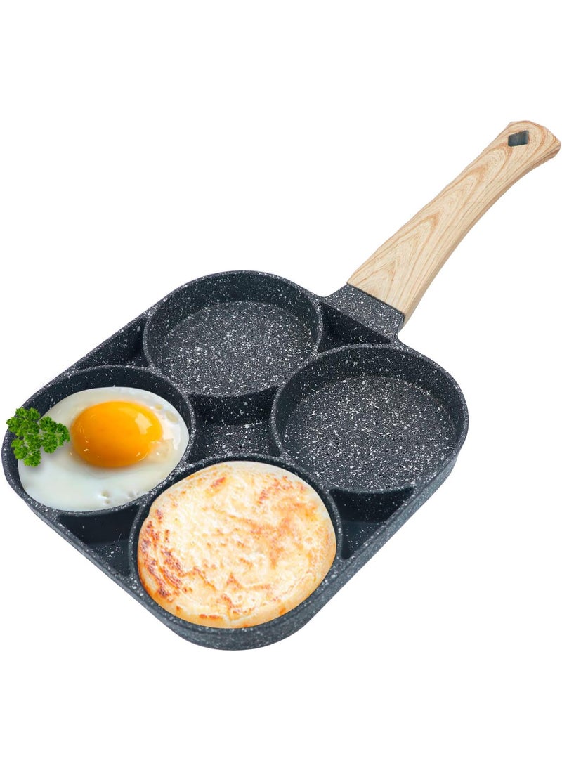 ECAPT Non Stick Grill Pan Mini Pan Uttapam Tawa Aluminum Multi Snack Maker 4 Cavity Egg Frying Pancake Maker Black