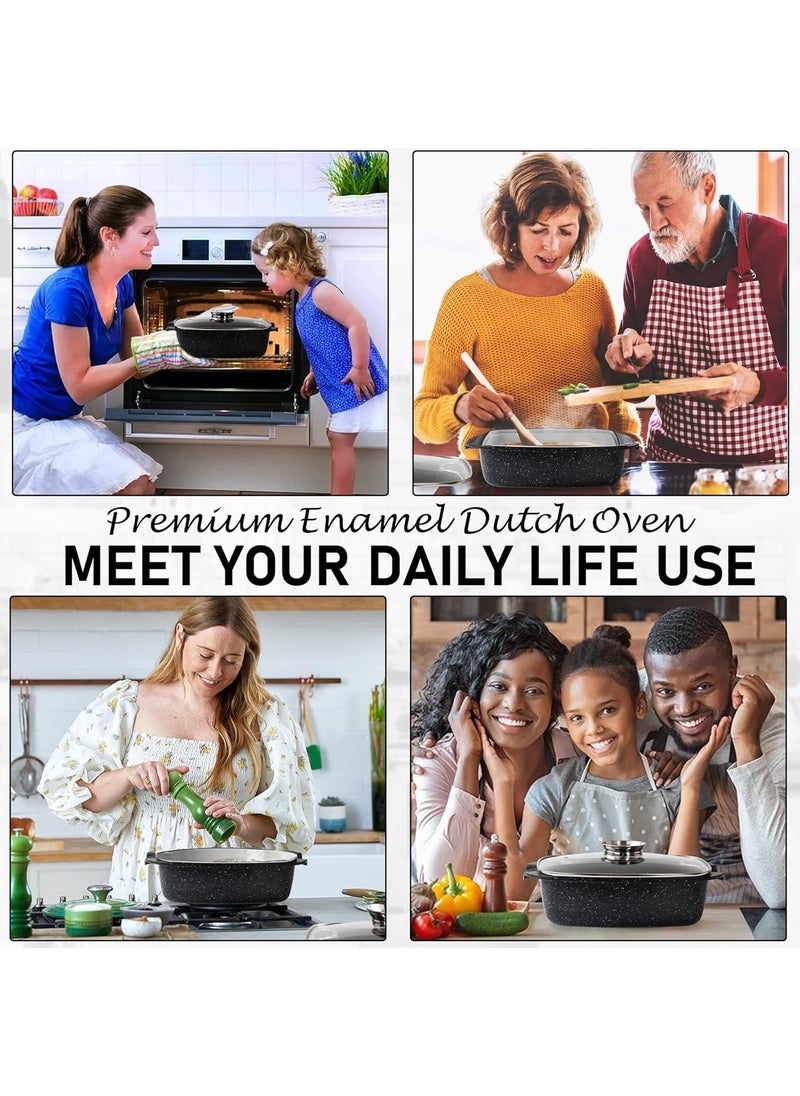 MUGATH 12 Inch Large Turkey Aluminum Roasting Pan with Lid Nonstick Roaster Oven pan with Grooved Bottom for Basting Roasting Pan for Oven Serves 15 People Dishwasher Safe