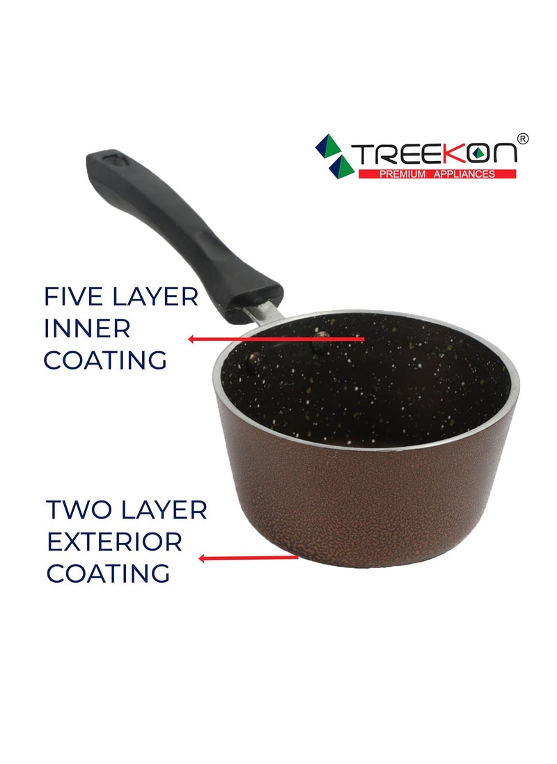 Treekon MiniBabySmall Sized Pure 3MM Heavy Guage Brown Spatter Color Sauce Pan
