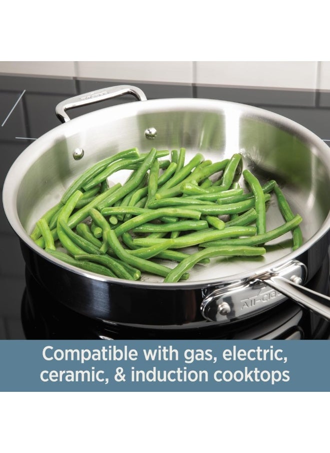 All-Clad 4201 Stainless Steel Tri-Ply Bonded Dishwasher Safe Sauce Pan with Lid / Cookware 2-Quart Silver