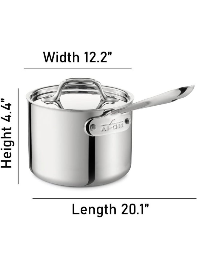 All-Clad 4201 Stainless Steel Tri-Ply Bonded Dishwasher Safe Sauce Pan with Lid / Cookware 2-Quart Silver