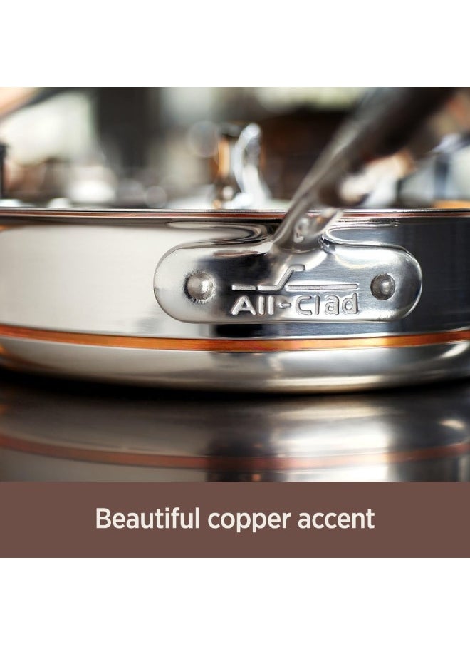 All-Clad Copper Core 5-Ply Stainless Steel Sauce Pan 3 Quart Induction Oven Broiler Safe 600F Pots and Pans, Cookware Silver