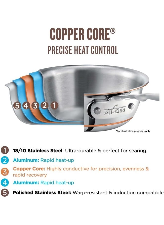 All-Clad Copper Core 5-Ply Stainless Steel Sauce Pan 3 Quart Induction Oven Broiler Safe 600F Pots and Pans, Cookware Silver