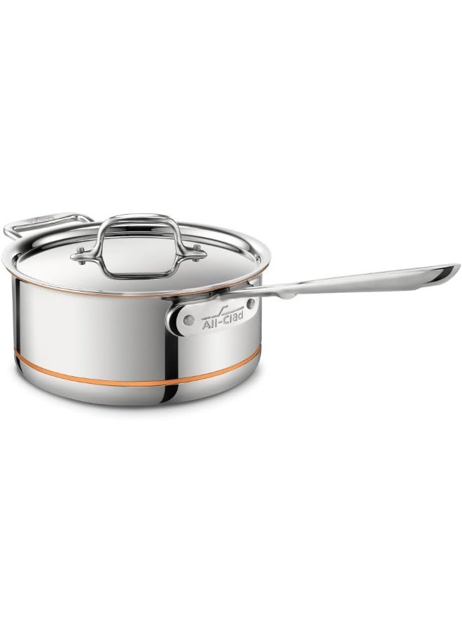 All-Clad Copper Core 5-Ply Stainless Steel Sauce Pan 3 Quart Induction Oven Broiler Safe 600F Pots and Pans, Cookware Silver