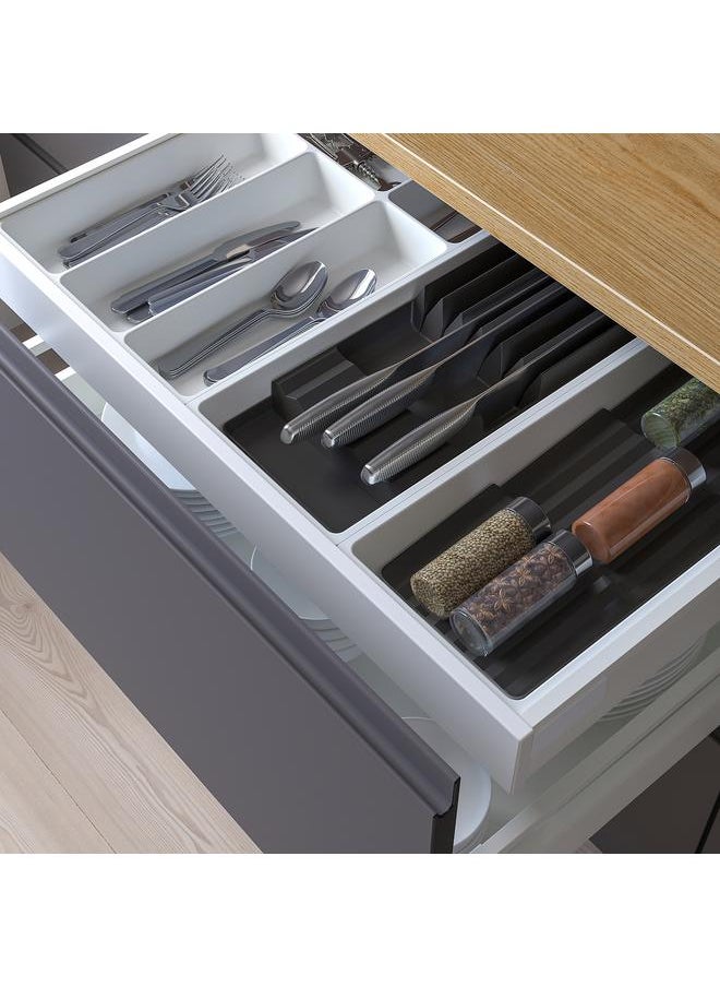 Cutlery tray/2 trays w spice rack, white/anthracite, 72x50 cm