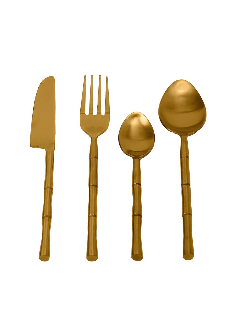 Bamboo Elegance Cutlery Set by Decor de Maison Gold