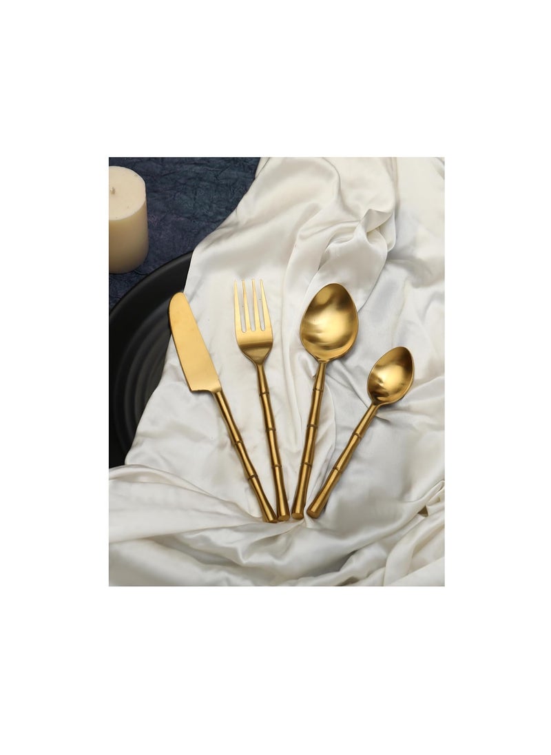 Bamboo Elegance Cutlery Set by Decor de Maison Gold