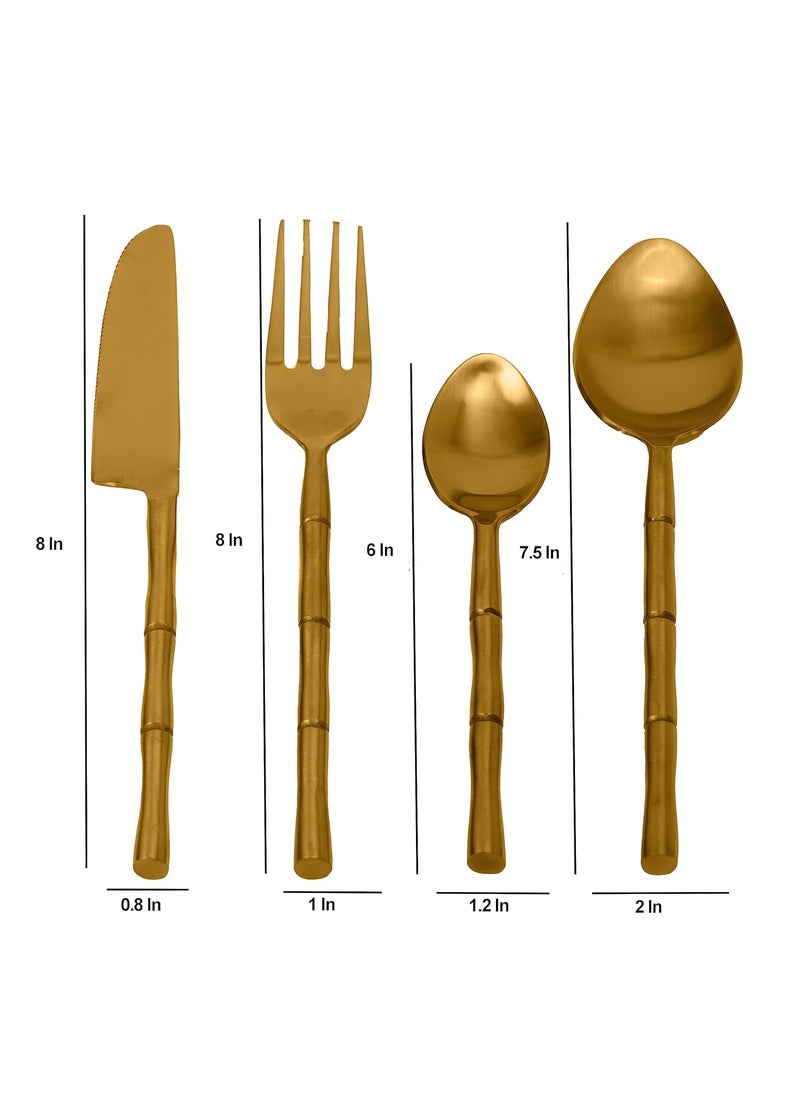 Bamboo Elegance Cutlery Set by Decor de Maison Gold
