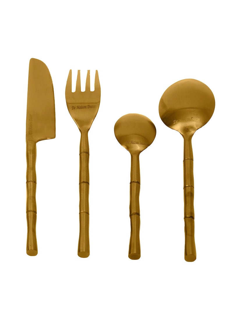 Bamboo Elegance Cutlery Set by Decor de Maison Gold