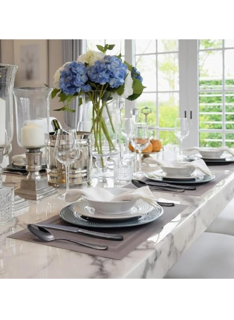 Hammered Silverware Set, 4-Piece Modern Black 18/10 Stainless Steel Flatware Set with Forks Spoons and Knives, Unique Metal Cutlery Sets for Home Restaurant, Mirror Polished & Dishwasher Safe