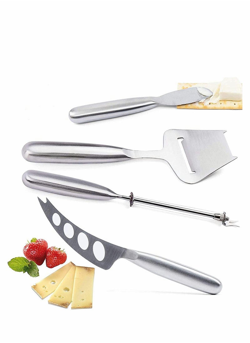 Cheese Knife Set with Handle Steel Stainless Include Cheese Wire Cutter, Cheese Spreader, Cheese Slicer and 4 Holes Cheese Knife…